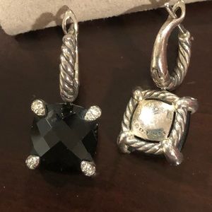 Authentic David Yurman Chatelainedrop earrings Onyx and Diamonds